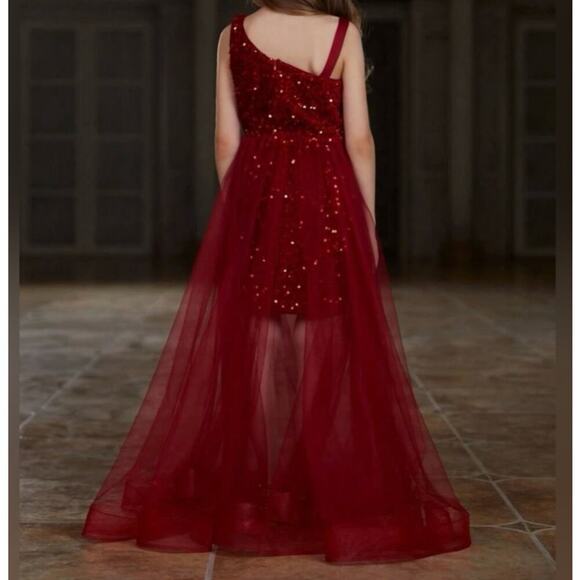 Alisa & Leo One Shoulder Sequined Dress Size 10Y - Picture 3 of 7